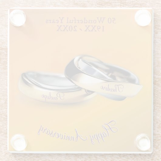 50日✨💛ゴールデン結婚リングや輪記念日 ガラスコースター (裏面)