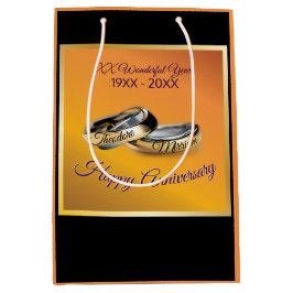 50日✨💛ゴールデン結婚リングや輪記念日 ミディアムペーパーバッグ