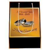 50日✨💛ゴールデン結婚リングや輪記念日 ミディアムペーパーバッグ (裏面)