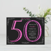 50日,バースデーパーティー, 50,ギャツビー,ブラックシルバー 招待状 (スタンド正面)