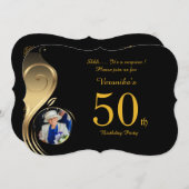 50日,誕生日招待状女性任意の年齢,写真,図形 招待状 (正面/裏面)