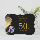 50日,誕生日招待状女性任意の年齢,写真,図形 招待状 (スタンド正面)