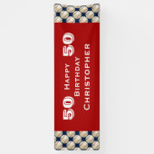 50日・55日バースデーパーティー野球名前赤 横断幕 (縦)