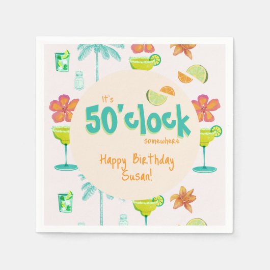 50時どこかのパーティーテーマ スタンダードカクテルナプキン (正面)