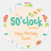50時どこかのパーティーテーマ ラウンドシール (正面)