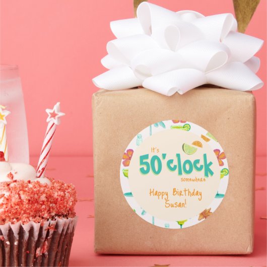 50時どこかのパーティーテーマ ラウンドシール (パーティー)