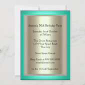 50最高の番金ゴールドティール(緑がかった色)誕生会 招待状 (裏面)