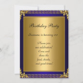50最高のth金ゴールドブルーバースデーパーティー 招待状 (正面)