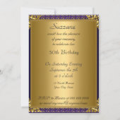 50最高のth金ゴールドブルーバースデーパーティー 招待状 (裏面)
