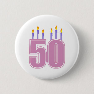 50本の誕生日の蝋燭(ピンク/紫色) 缶バッジ