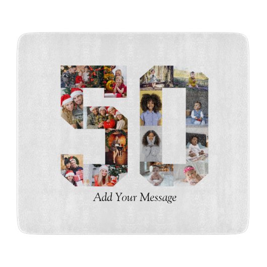 50枚のフォトコラージュ カッティングボード (正面)