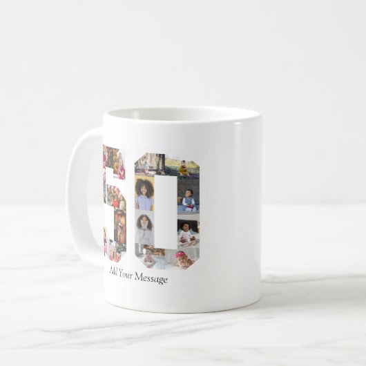 50枚のフォトコラージュ コーヒーマグカップ (正面左)