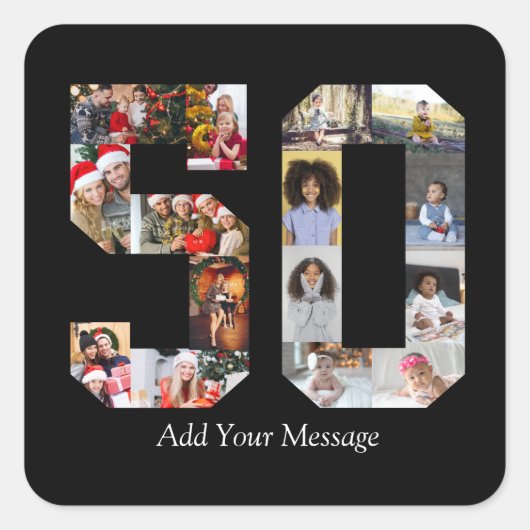 50枚のフォトコラージュ スクエアシール (正面)