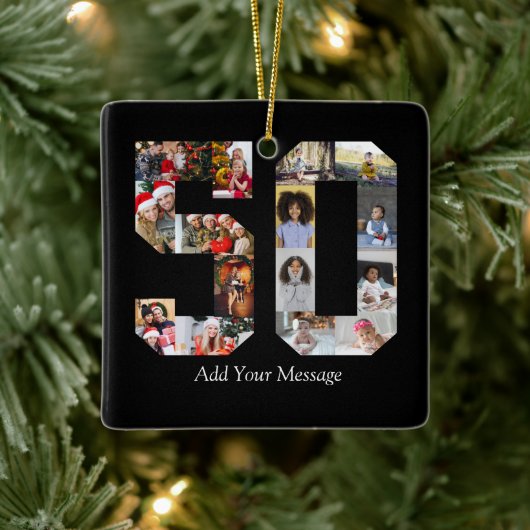 50枚のフォトコラージュ セラミックオーナメント (ツリー)