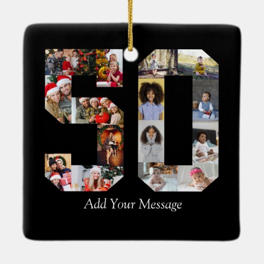 50枚のフォトコラージュ セラミックオーナメント (裏面)