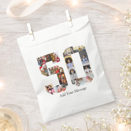 50枚のフォトコラージュ フェイバーバッグ (クリップ留めされた状態)