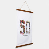 50枚のフォトコラージュ 吊り下げ型タペストリー (傾斜あり)