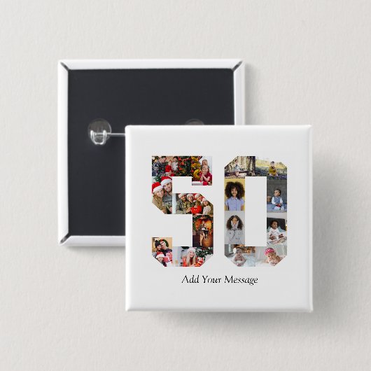 50枚のフォトコラージュ 缶バッジ (正面&裏面)