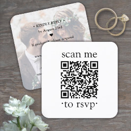 50枚セット QRコード付 RSVP ウェディング フォト 封筒 シンプル スクエア名刺