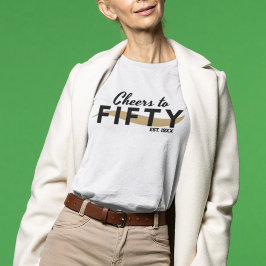 50歳おめでとうタイポグラフィーモダンカスタムバースデー トライブレンドＴシャツ