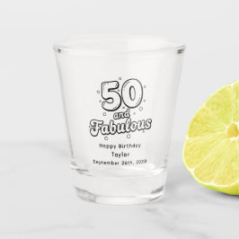 50歳おめでとうレトロ風バルーン文字 誕生日グッズ ショットグラス