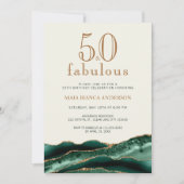 50歳おめでとう エメラルドグリーン アゲート 50歳の誕生日 招待状 (正面)
