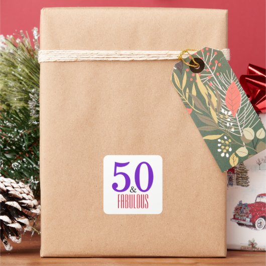 50歳おめでとう！エレガントな節目のお祝いに スクエアシール (クリスマス)