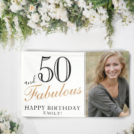 50歳おめでとう!エレガントな50歳の誕生日フォト 横断幕