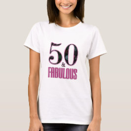50歳おめでとう タイポグラフィ ブラック ピンク 50歳の誕生日 Tシャツ
