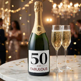 50歳おめでとう チェリー・ワインの華やかな誕生日メッセージ スパークリングワインラベル