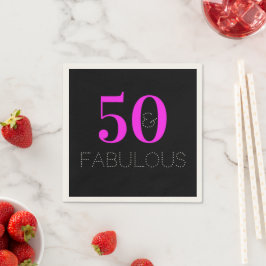 50歳おめでとう！ネオンピンクブラックパーティー スタンダードカクテルナプキン