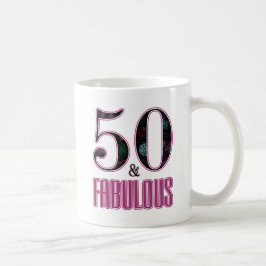 50歳おめでとう ピンクとブラックのタイポグラフィー 50歳の誕生日 コーヒーマグカップ