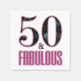 50歳おめでとう ピンクとブラックのタイポグラフィー 50歳の誕生日 スタンダードカクテルナプキン