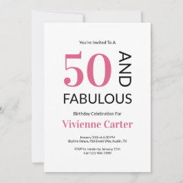 50歳おめでとう!ピンクの50歳の誕生日パーティー 招待状
