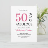 50歳おめでとう!ピンクの50歳の誕生日パーティー 招待状 (スタンド正面)
