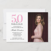50歳おめでとう ピンクの50歳の誕生日 招待状 (正面)