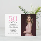 50歳おめでとう ピンクの50歳の誕生日 招待状 (スタンド正面)