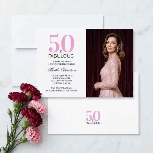 50歳おめでとう ピンクの50歳の誕生日 招待状