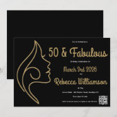 50歳おめでとう！ファビュラスなお誕生日会 招待状 (正面/裏面)
