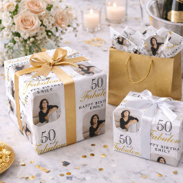 50歳おめでとう！ファブリシャスな写真入り50歳の誕生日 薄葉紙
