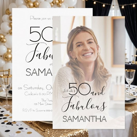 50歳おめでとう ファブリシャス 写真入り50歳の誕生日パーティー 招待状