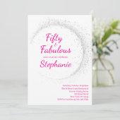 50歳おめでとう ファブリシャス | 50歳の誕生日パーティー ピンク 招待状 (スタンド正面)
