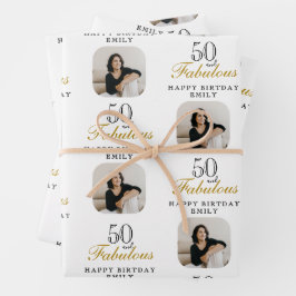 50歳おめでとう フォト 50歳の誕生日 ラッピングペーパーシート