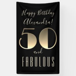 50歳おめでとう！ブラックタイポグラフィ50歳の誕生日 横断幕