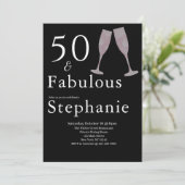 50歳おめでとう ブラック&ホワイト 50歳の誕生日パーティー 招待状 (スタンド正面)