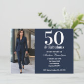 50歳おめでとう!ブルーフォトバースデー 招待状 (スタンド正面)