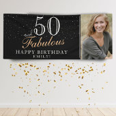 50歳おめでとう モダンな黒の50歳の誕生日フォト 横断幕