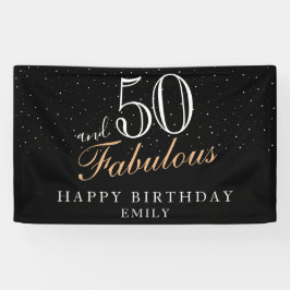 50歳おめでとう!モダンブラックの50歳の誕生日 横断幕