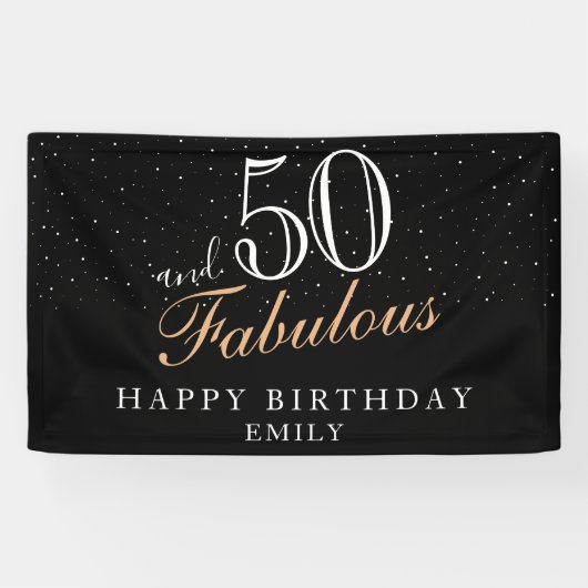 50歳おめでとう！モダンブラックの50歳の誕生日 横断幕 (横)