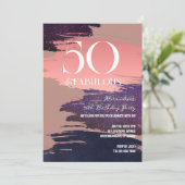 50歳おめでとう ローズゴールド アブストラクト 50歳の誕生日 招待状 (スタンド正面)